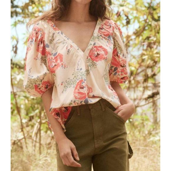 NEW THE GREAT. the bungalow top in echo rose print
